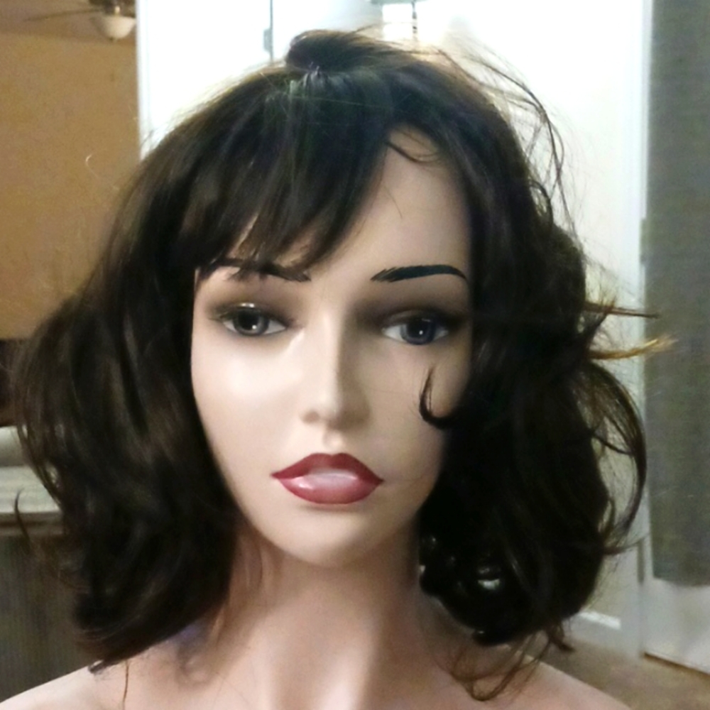 Shoulder length brunette wig